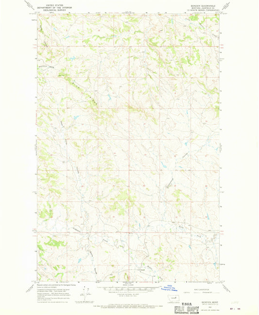 Classic USGS Benzien Montana 7.5'x7.5' Topo Map Image