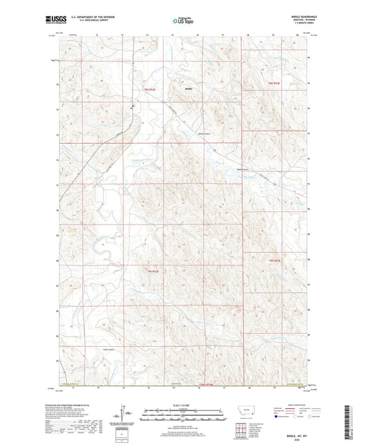 Biddle Montana US Topo Map Image