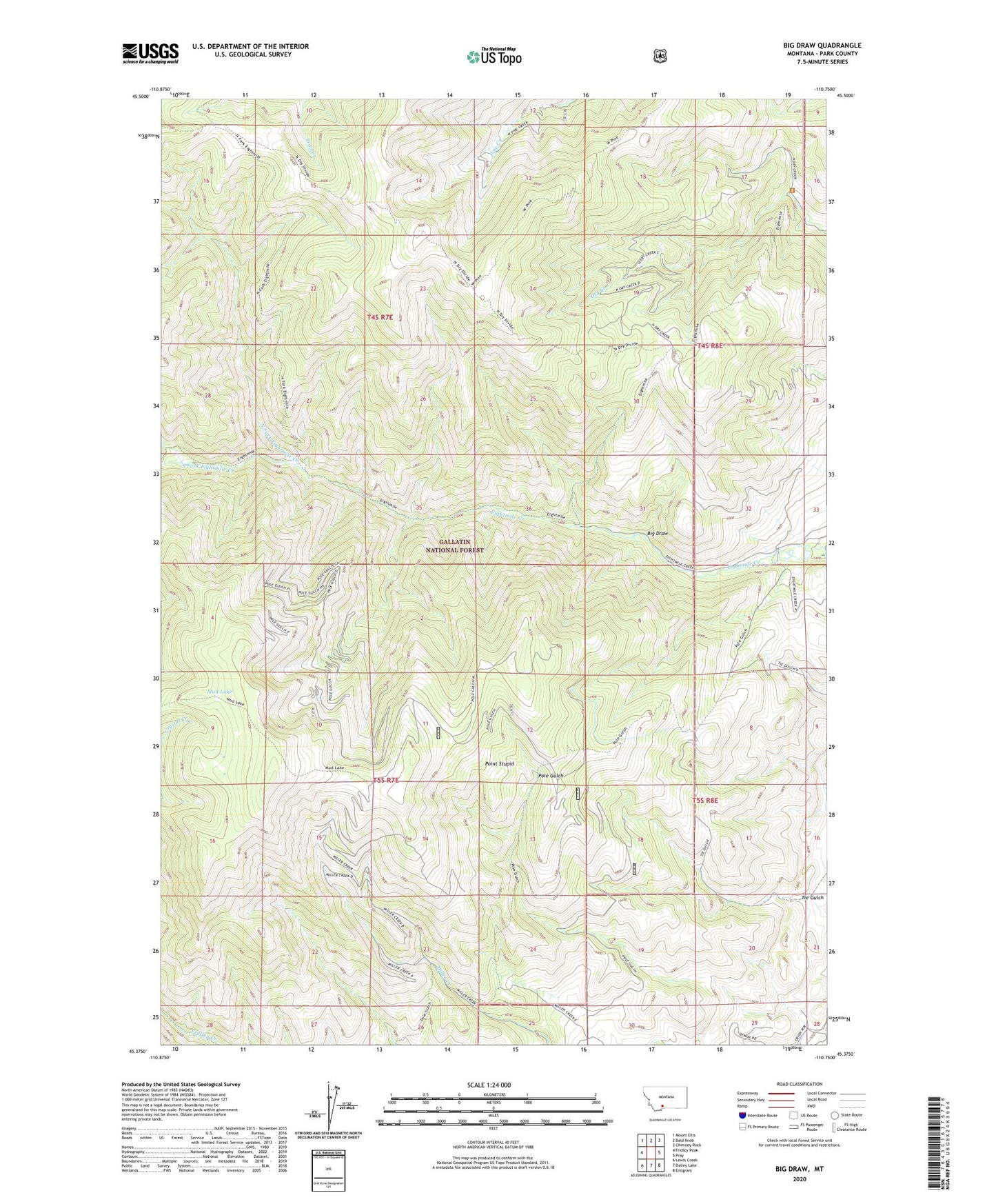 Big Draw Montana US Topo Map Image