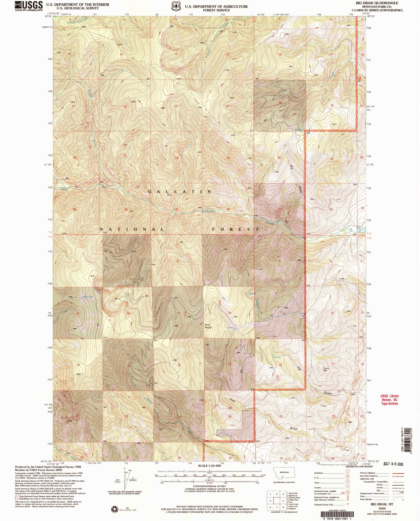 Classic USGS Big Draw Montana 7.5'x7.5' Topo Map Image