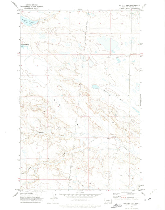 Classic USGS Big Flat East Montana 7.5'x7.5' Topo Map Image