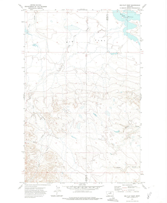 Classic USGS Big Flat West Montana 7.5'x7.5' Topo Map Image
