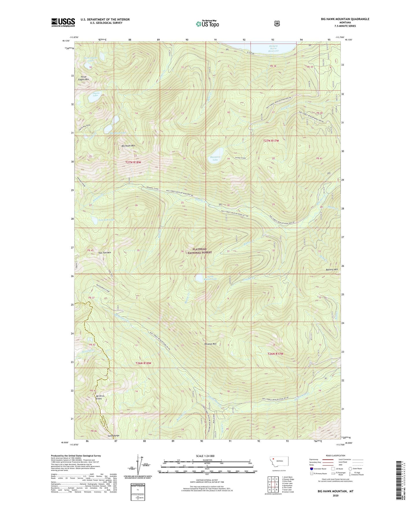 Big Hawk Mountain Montana US Topo Map Image