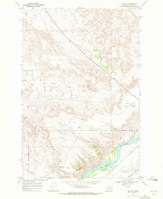 Classic USGS Big Hill Montana 7.5'x7.5' Topo Map Image