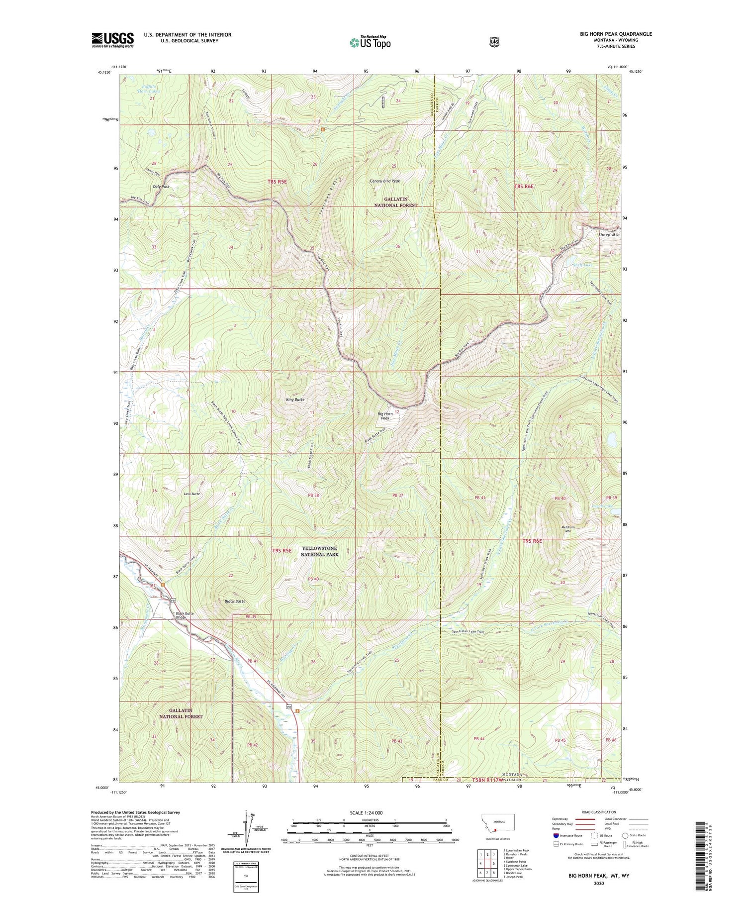 Big Horn Peak Montana US Topo Map Image