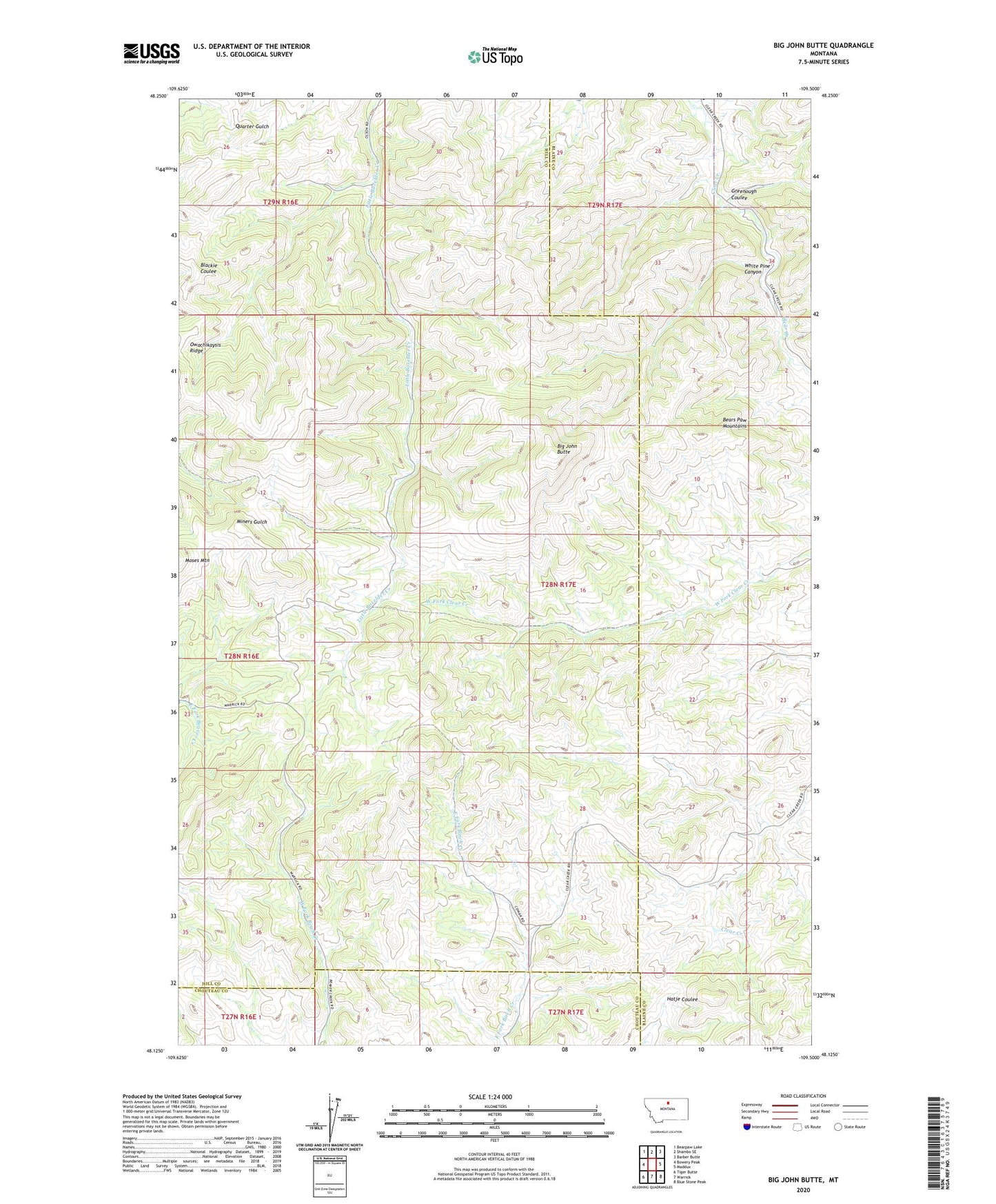Big John Butte Montana US Topo Map Image