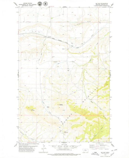 Classic USGS Big Sag Montana 7.5'x7.5' Topo Map Image
