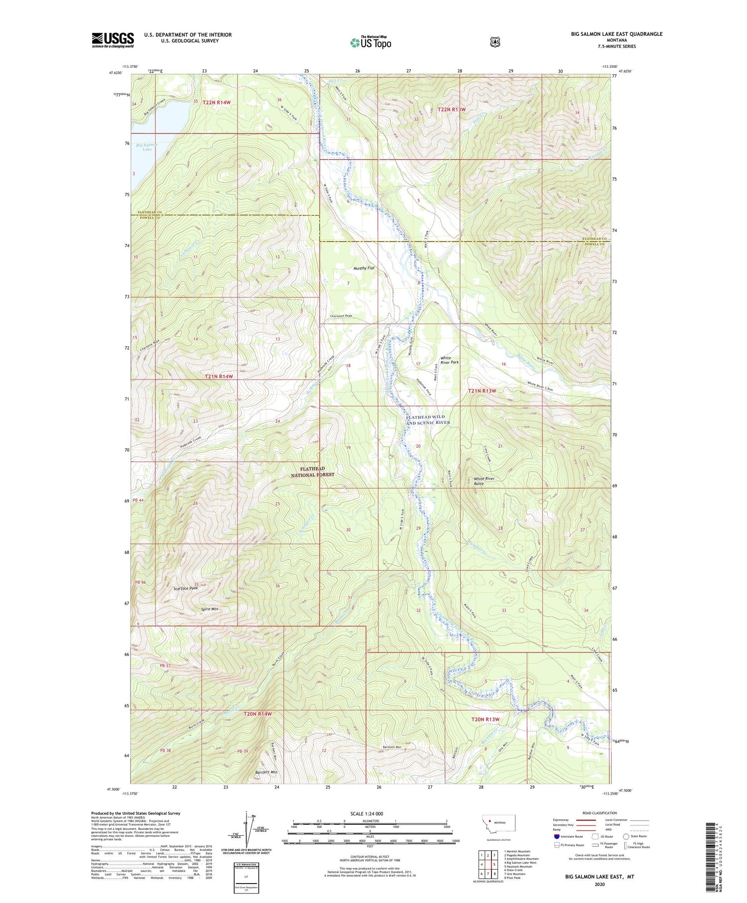 Big Salmon Lake East Montana US Topo Map Image
