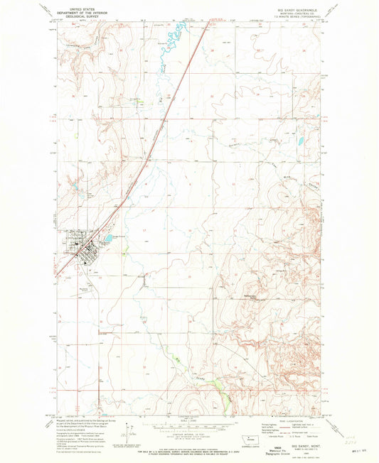 Classic USGS Big Sandy Montana 7.5'x7.5' Topo Map Image