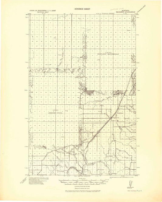 Historic 1919 Lonesome Lake Montana 30'x30' Topo Map Image