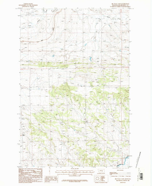 Classic USGS Big Wall East Montana 7.5'x7.5' Topo Map Image