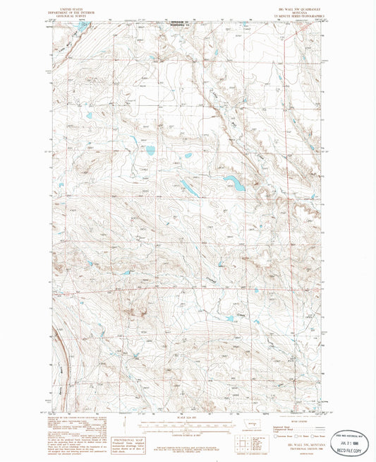 Classic USGS Big Wall NW Montana 7.5'x7.5' Topo Map Image