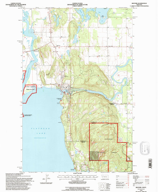 Classic USGS Bigfork Montana 7.5'x7.5' Topo Map Image