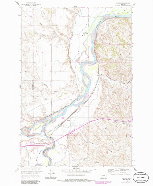 Classic USGS Bighorn Montana 7.5'x7.5' Topo Map Image
