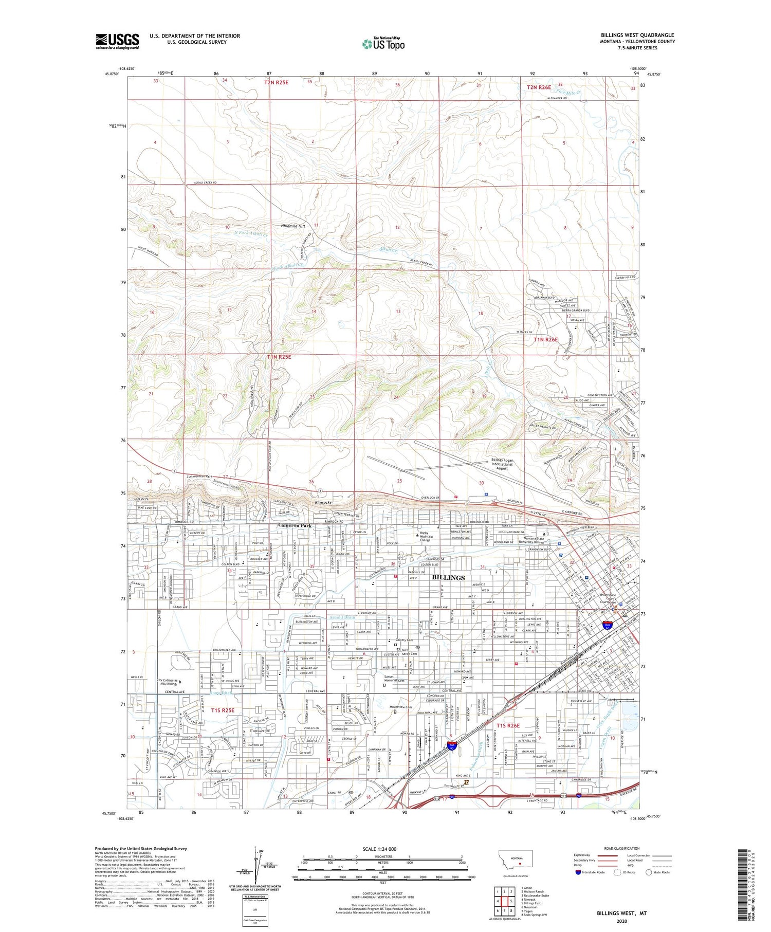 Billings West Montana US Topo Map Image