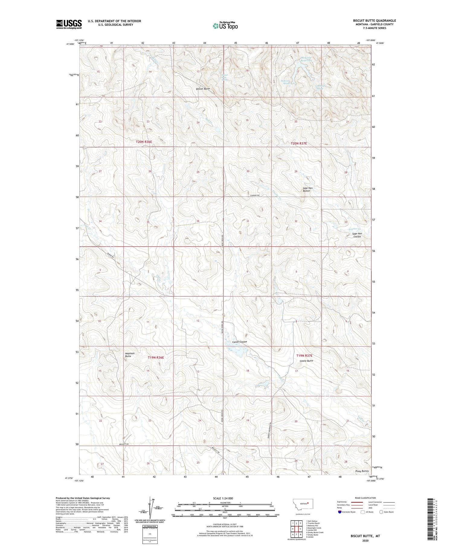 Biscuit Butte Montana US Topo Map Image