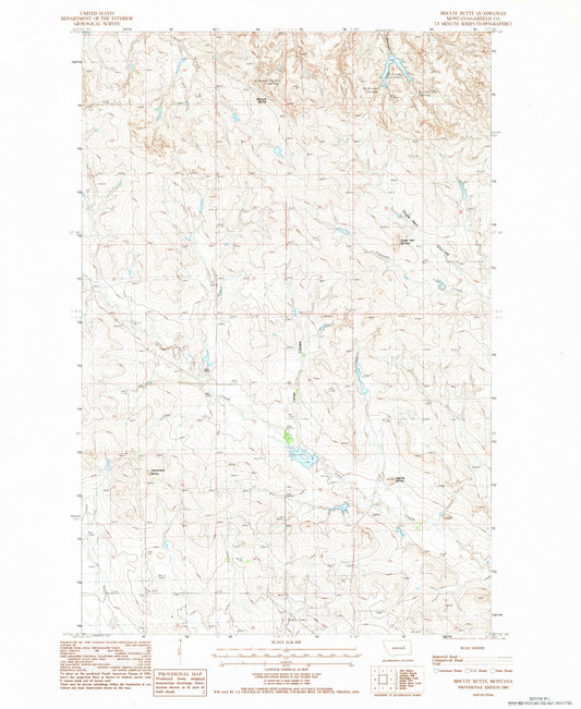 Classic USGS Biscuit Butte Montana 7.5'x7.5' Topo Map Image