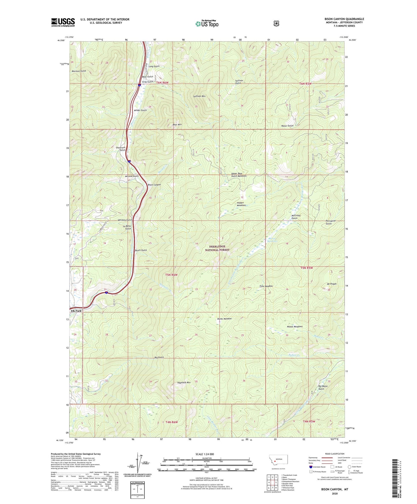 Bison Canyon Montana US Topo Map Image