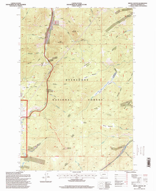 Classic USGS Bison Canyon Montana 7.5'x7.5' Topo Map Image