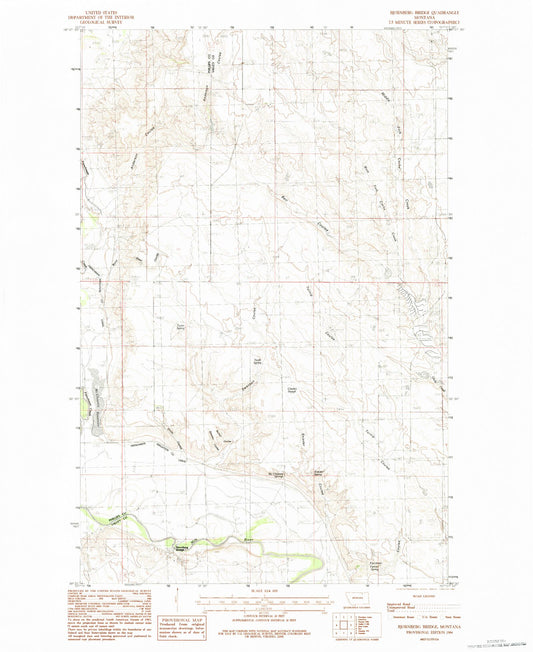 Classic USGS Bjornberg Bridge Montana 7.5'x7.5' Topo Map Image