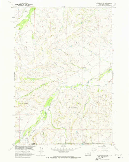 Classic USGS Black Gulch Montana 7.5'x7.5' Topo Map Image