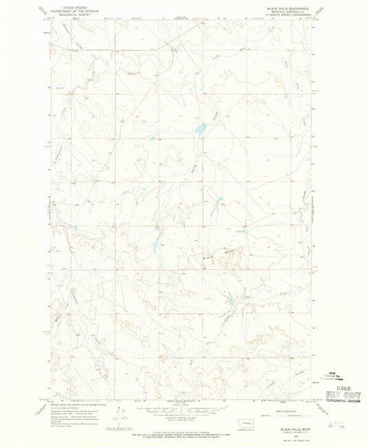 Classic USGS Black Hills Montana 7.5'x7.5' Topo Map Image