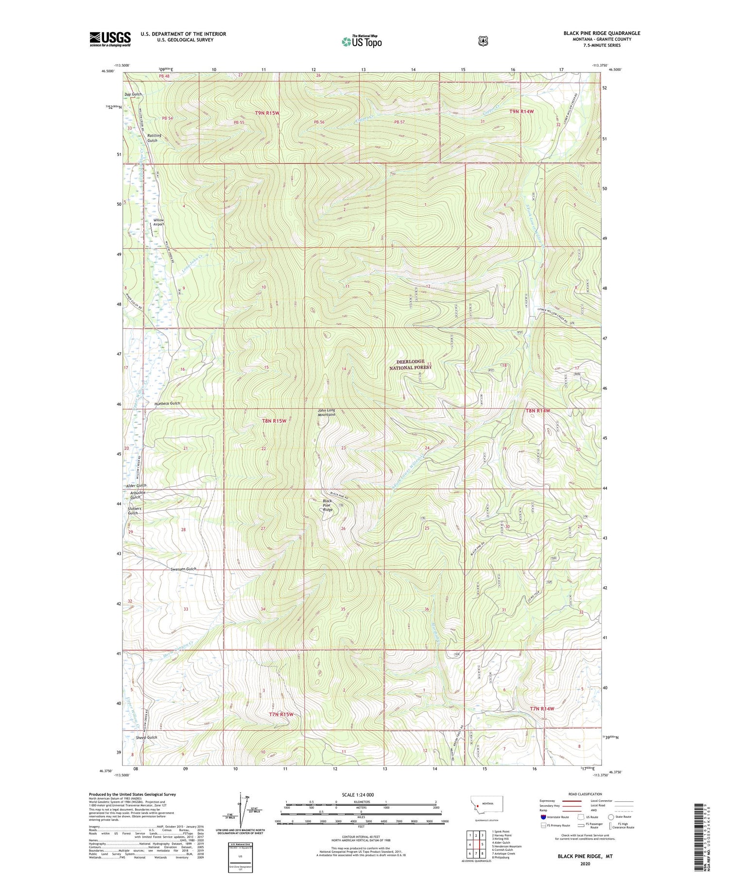 Black Pine Ridge Montana US Topo Map Image