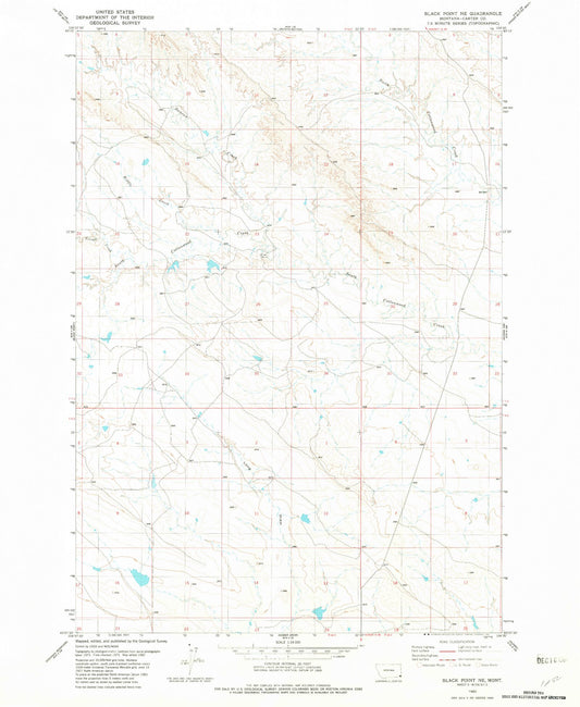 Classic USGS Black Point NE Montana 7.5'x7.5' Topo Map Image