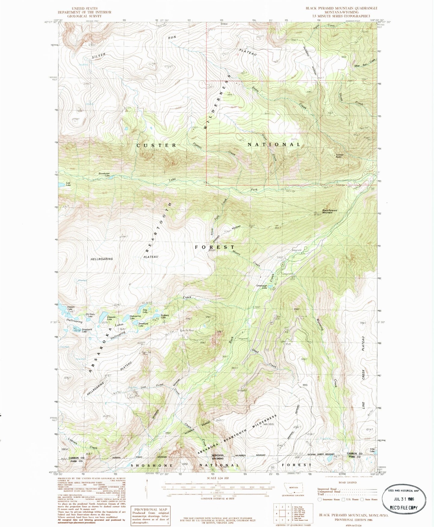 USGS Classic Black Pyramid Mountain Montana 7.5'x7.5' Topo Map Image