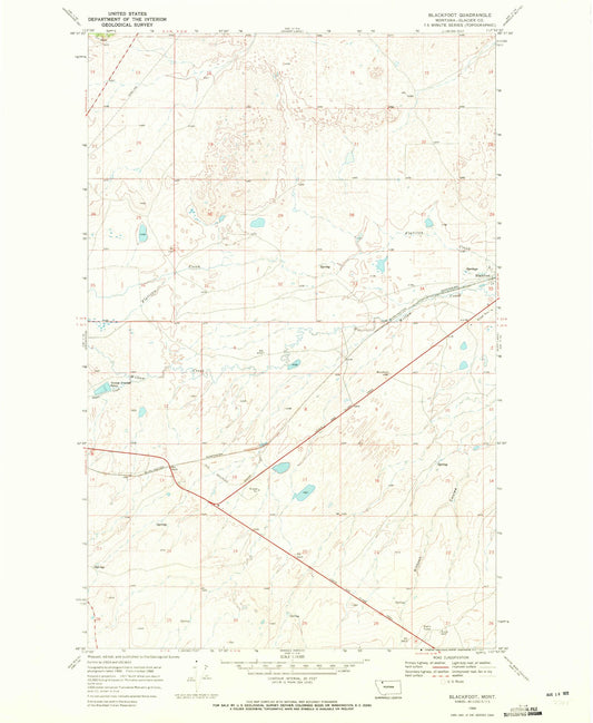 Classic USGS Blackfoot Montana 7.5'x7.5' Topo Map Image