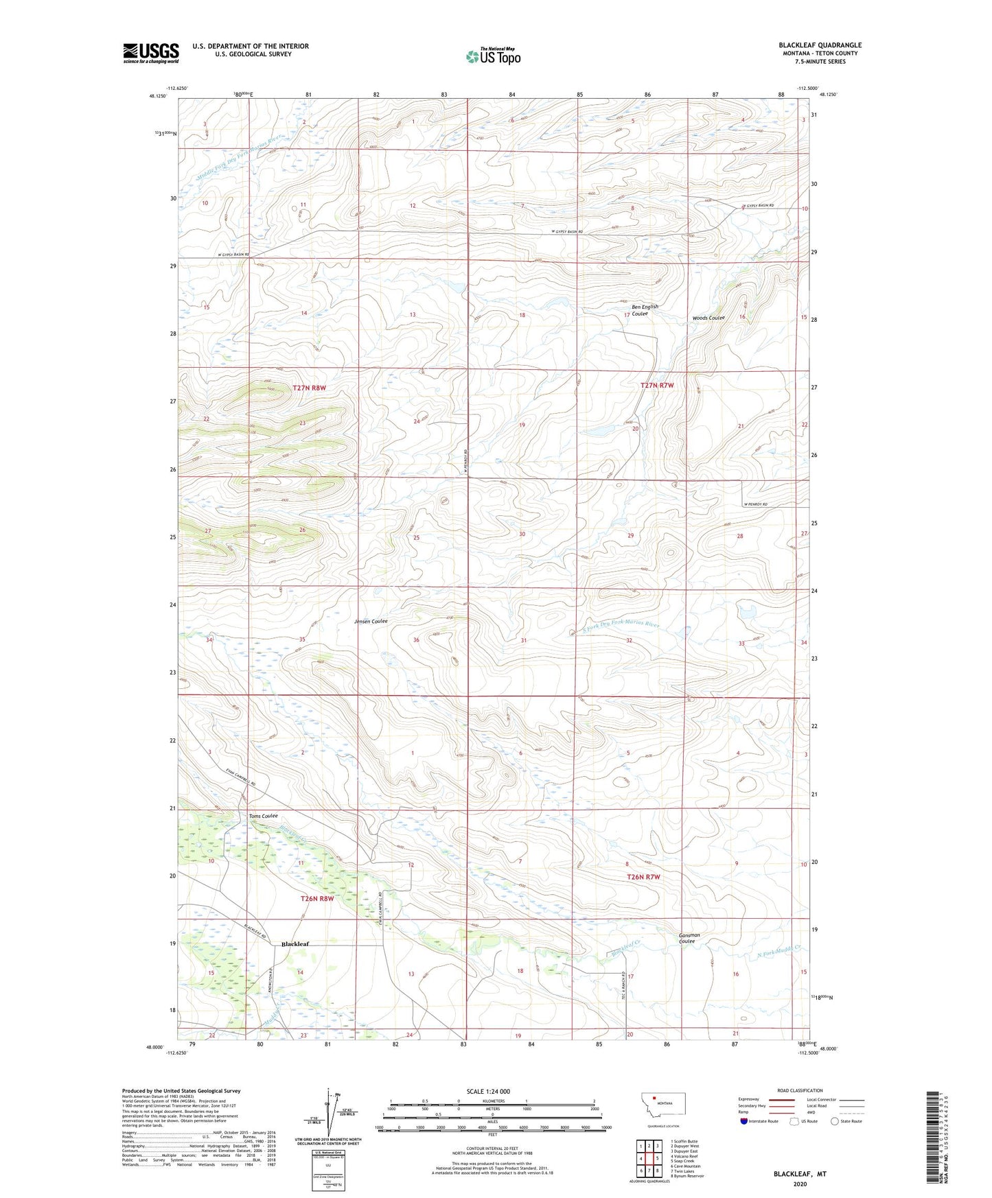 Blackleaf Montana US Topo Map Image