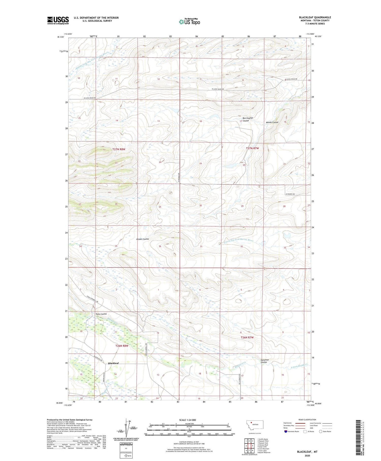 Blackleaf Montana US Topo Map Image