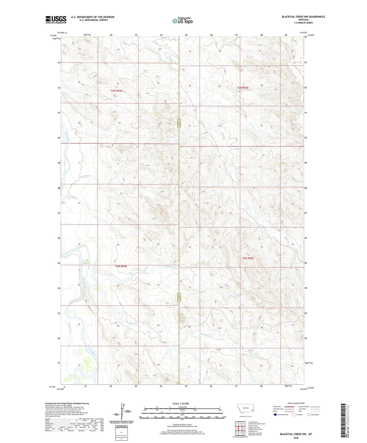 Blacktail Creek NW Montana US Topo Map Image