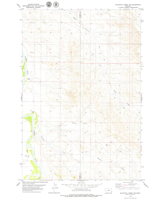 Classic USGS Blacktail Creek NW Montana 7.5'x7.5' Topo Map Image