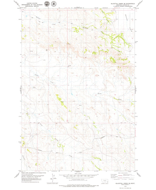 Classic USGS Blacktail Creek SE Montana 7.5'x7.5' Topo Map Image