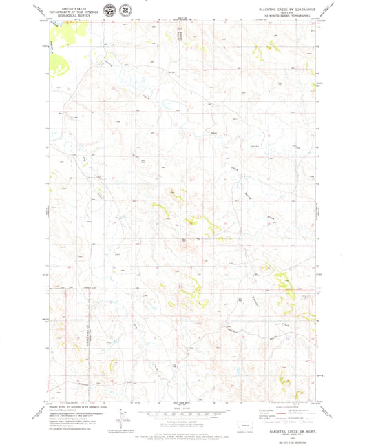 Classic USGS Blacktail Creek SW Montana 7.5'x7.5' Topo Map Image
