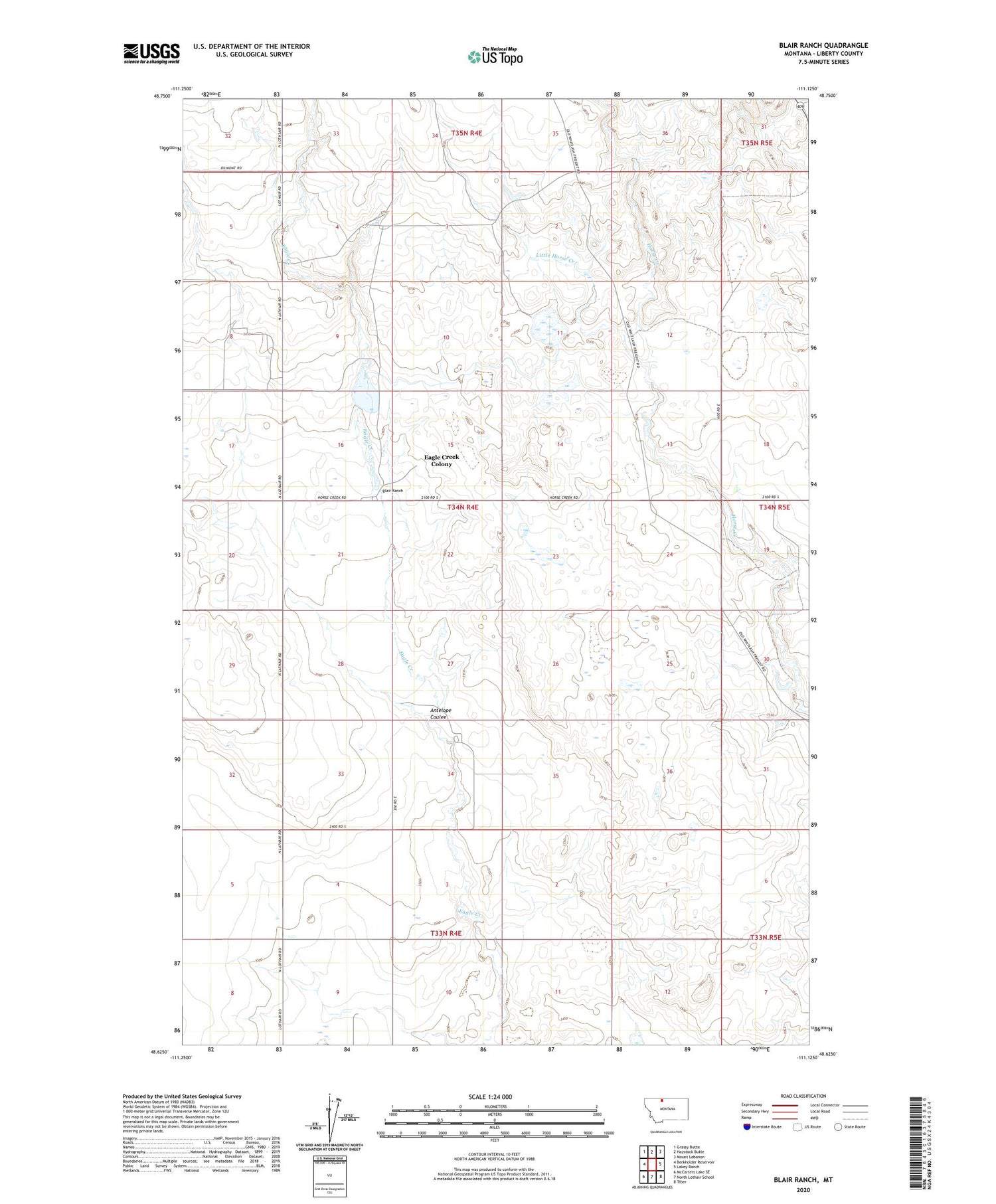Blair Ranch Montana US Topo Map Image