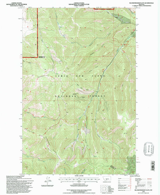 Classic USGS Blankenbaker Flats Montana 7.5'x7.5' Topo Map Image