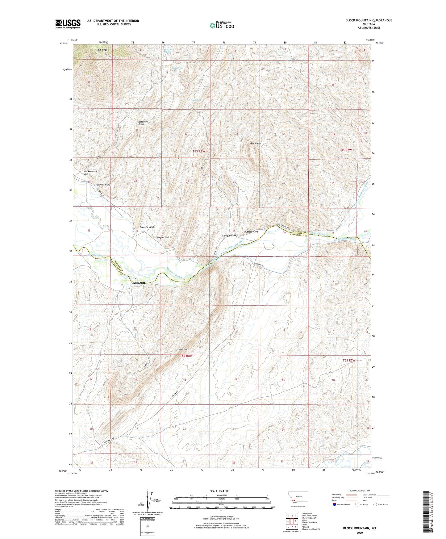 Block Mountain Montana US Topo Map Image