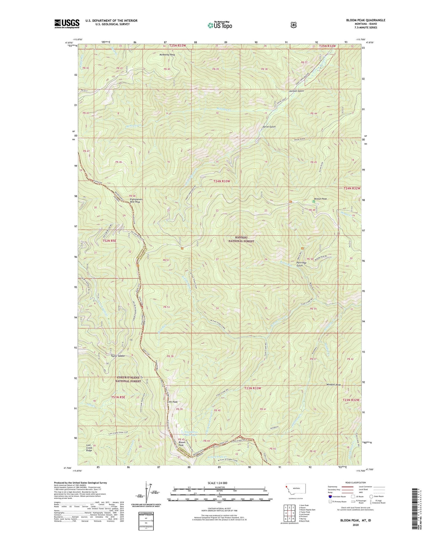 Bloom Peak Montana US Topo Map Image