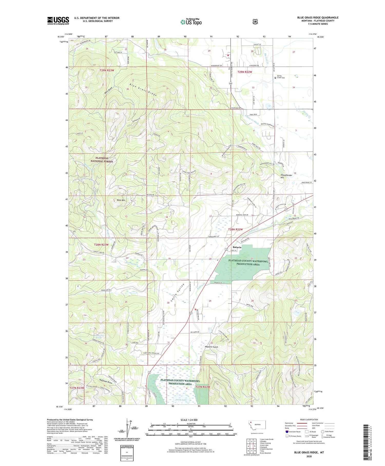 Blue Grass Ridge Montana US Topo Map Image