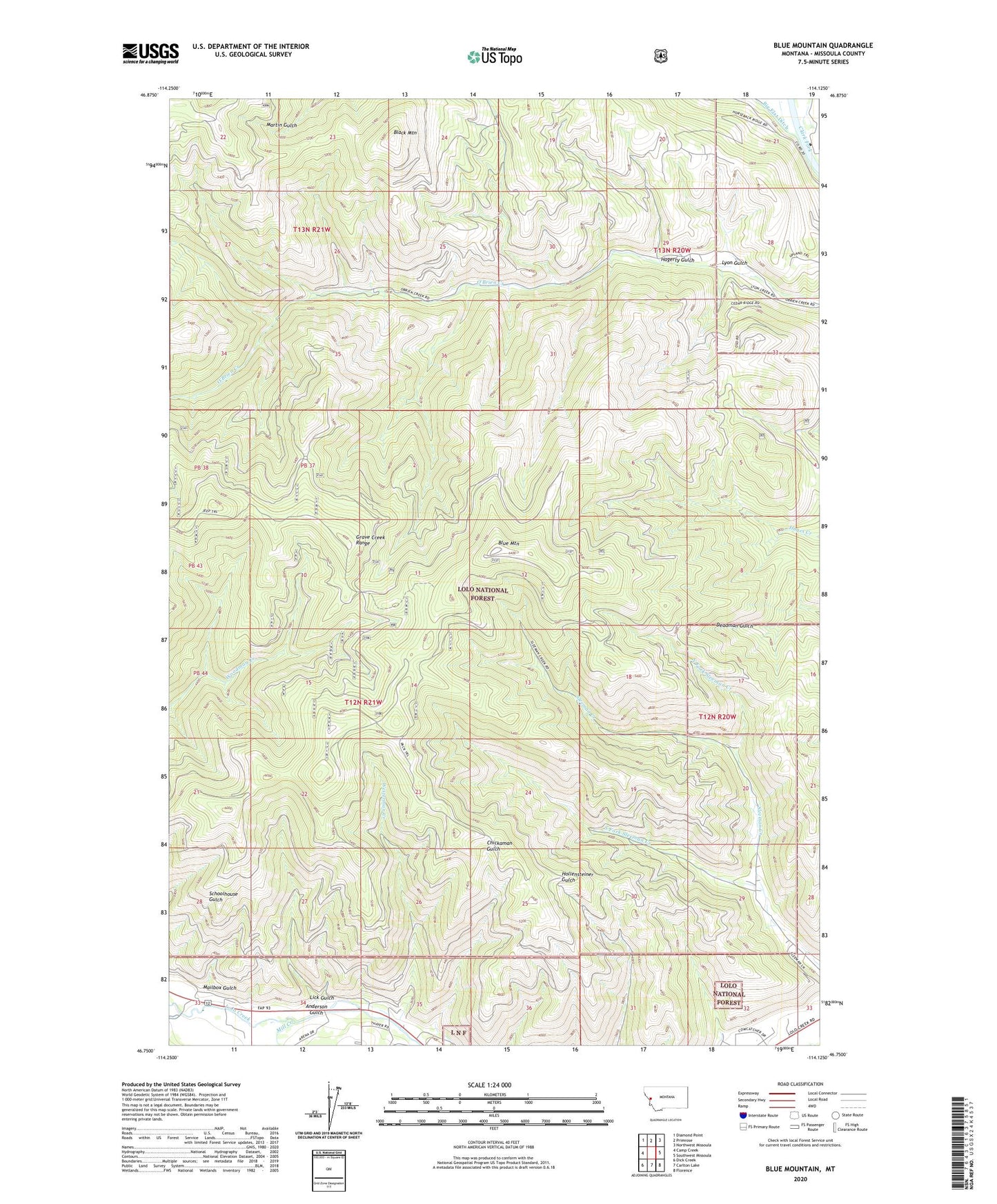 Blue Mountain Montana US Topo Map Image