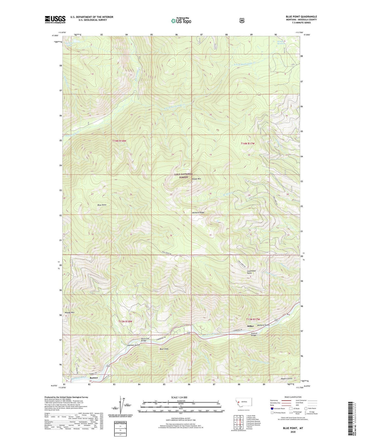 Blue Point Montana US Topo Map Image