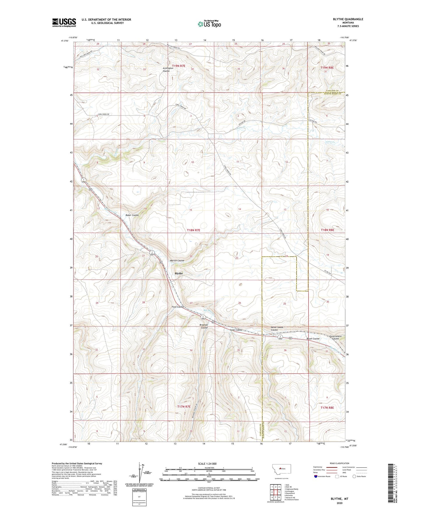 Blythe Montana US Topo Map Image