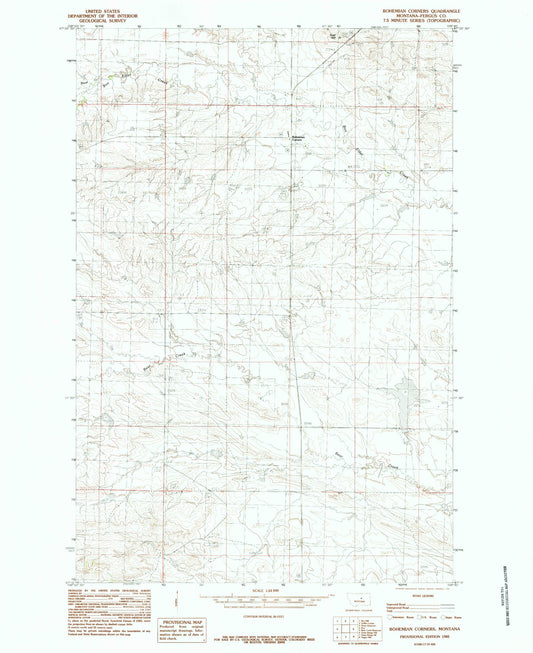 Classic USGS Bohemian Corners Montana 7.5'x7.5' Topo Map Image