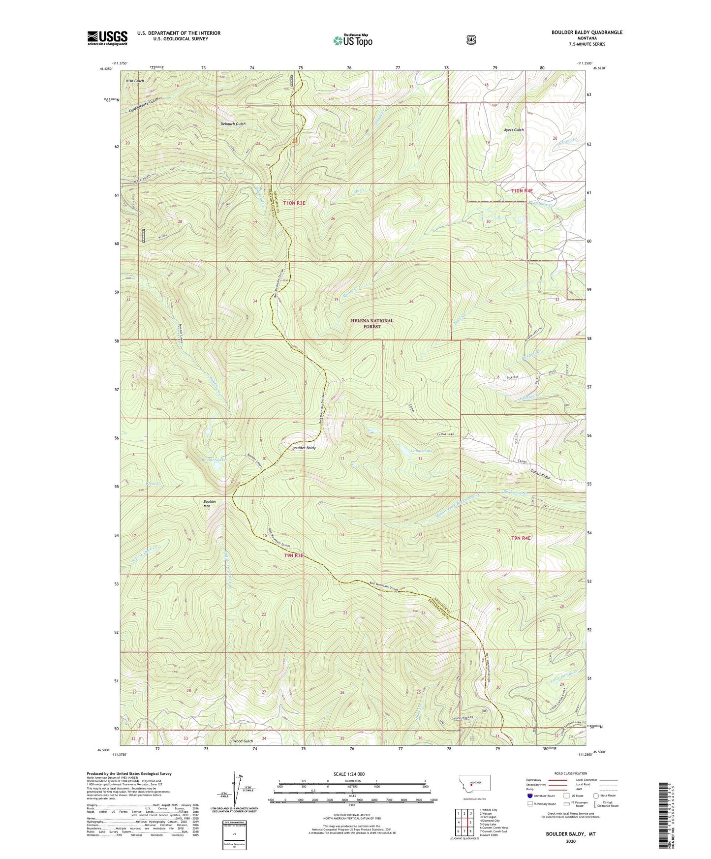 Boulder Baldy Montana US Topo Map Image