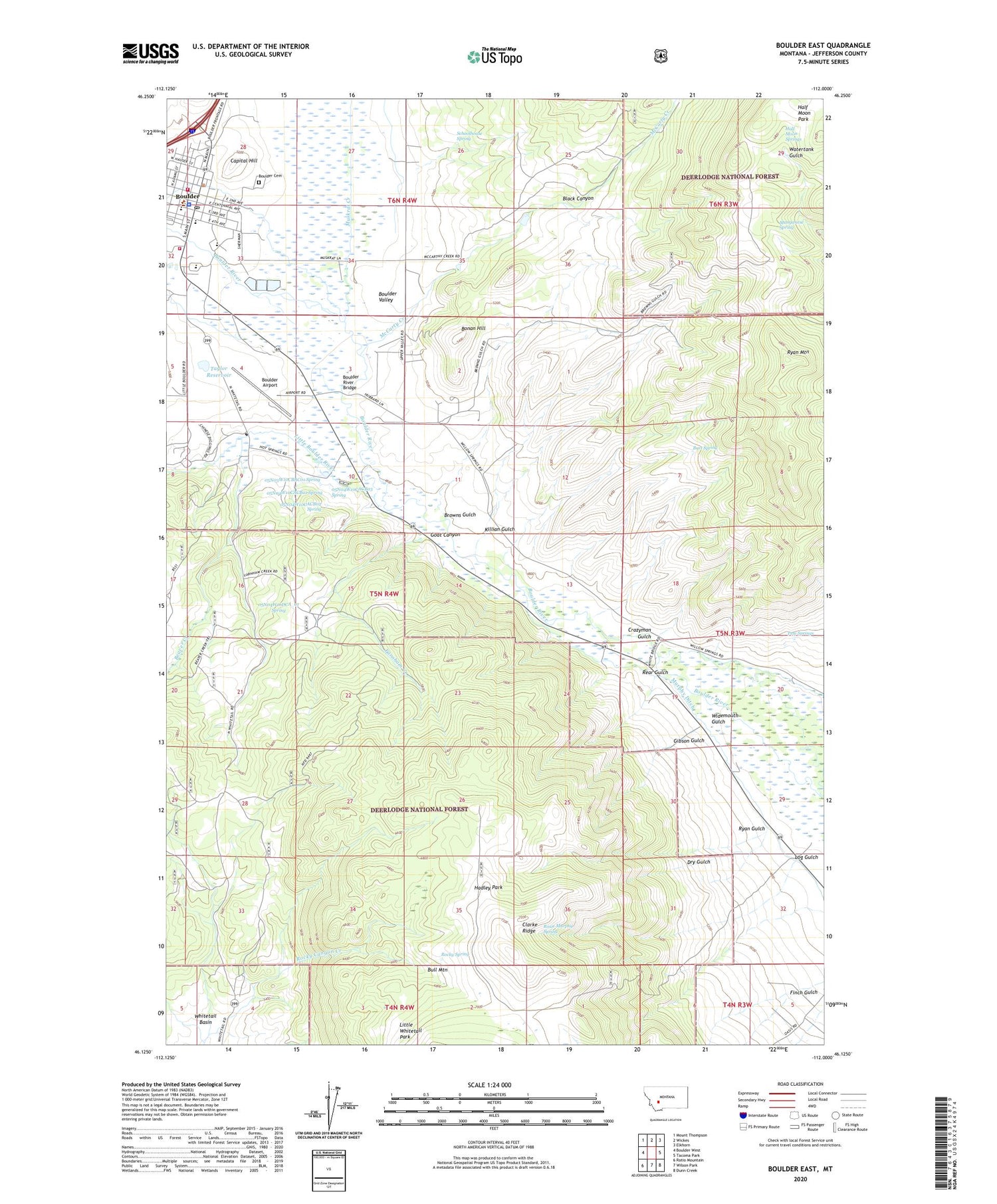 Boulder East Montana US Topo Map Image
