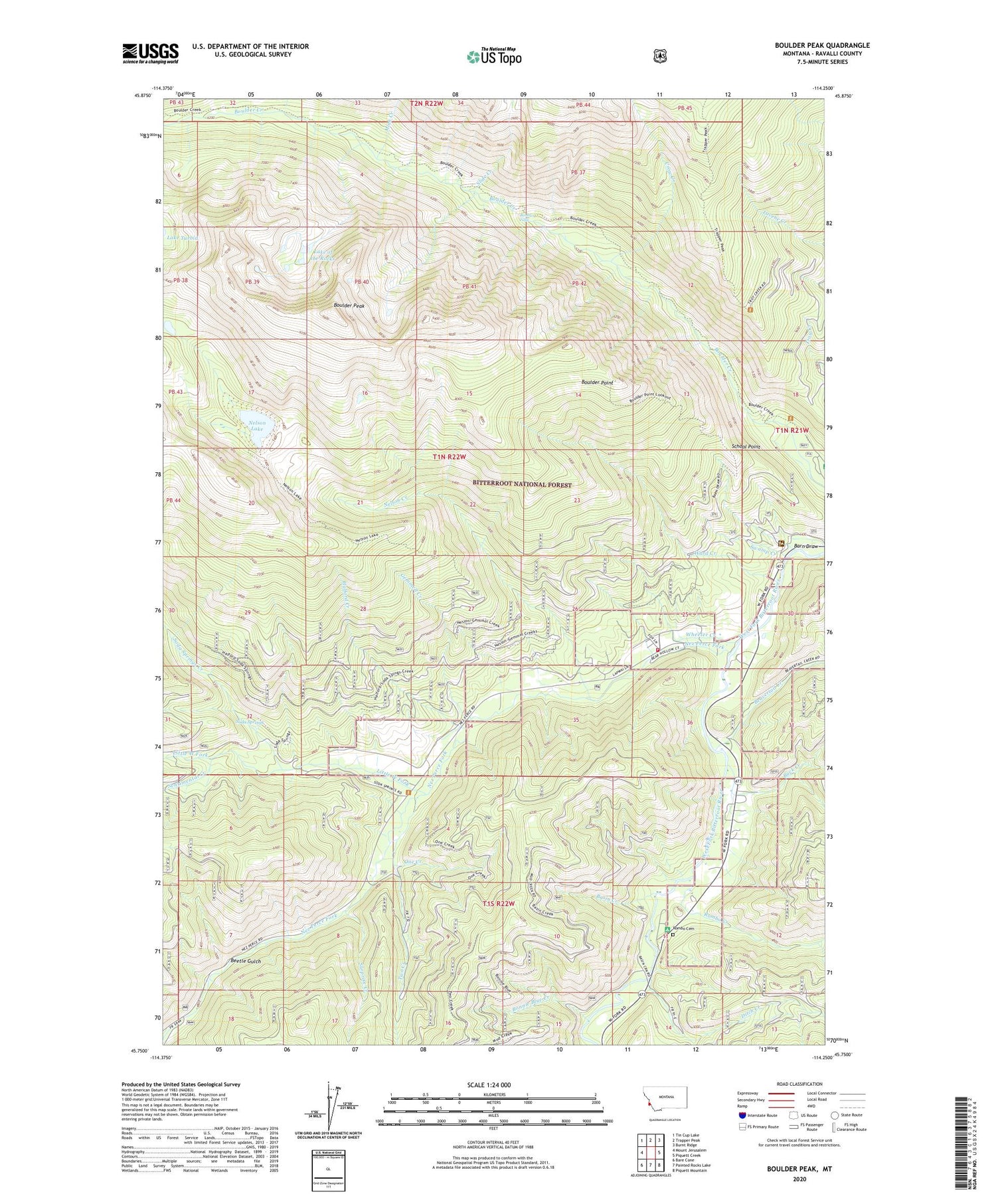 Boulder Peak Montana US Topo Map Image