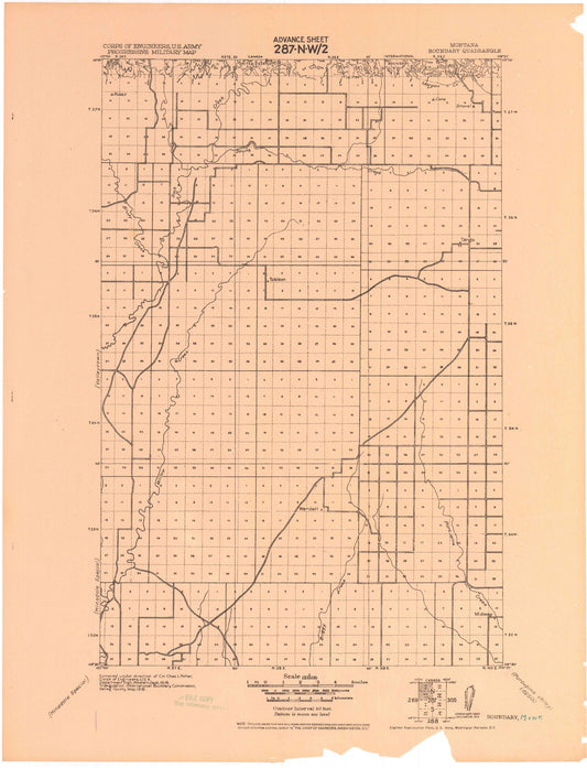 Historic 1919 Boundary Montana 30'x30' Topo Map Image