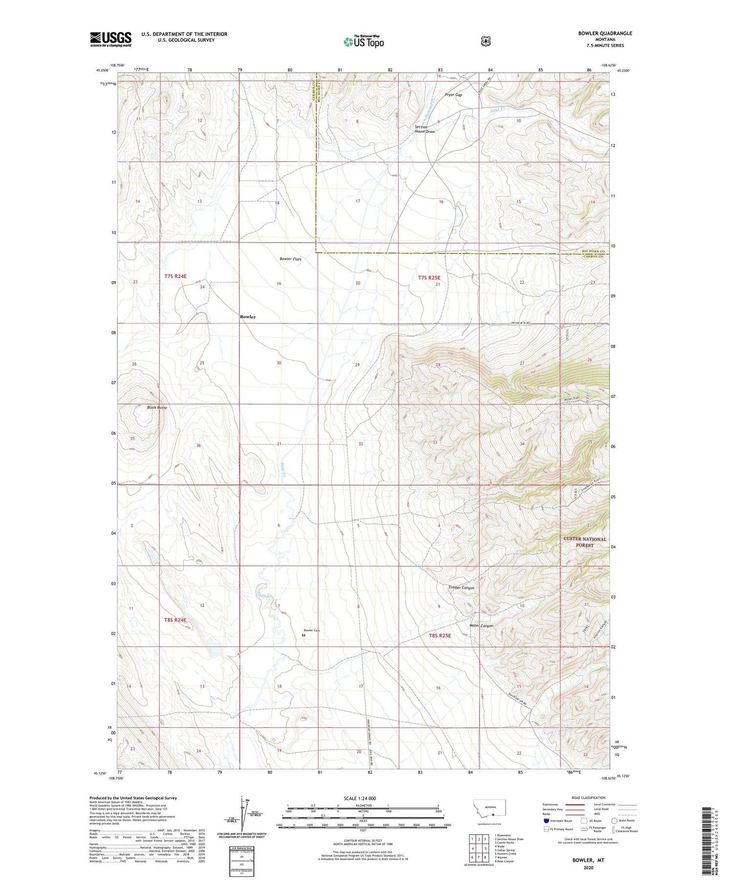 Bowler Montana US Topo Map Image